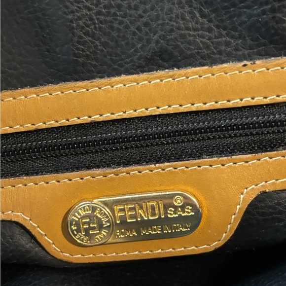 Fendi Vintage Pequín Striped Canvas & Leather Dome Satchel Crossbody Bag - Picture 10 of 14